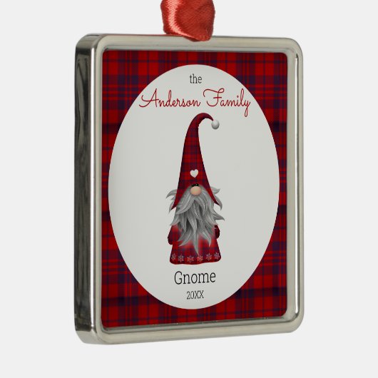 Cute Rustic Personalized kerstgrint Elf Metalen Ornament (Rechts)