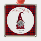 Cute Rustic Personalized kerstgrint Elf Metalen Ornament (Voorkant)