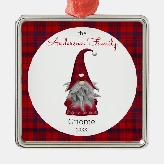 Cute Rustic Personalized kerstgrint Elf Metalen Ornament (Voorkant)