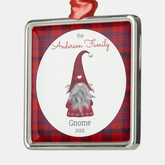 Cute Rustic Personalized kerstgrint Elf Metalen Ornament (Links)