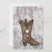 Cute Rustic Pink Heart Cowgirl Boots Sweet 16 Kaart (Achterkant)