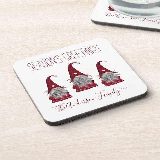 Cute Rustic Pset Personalized kerstgrint Elf Bier Onderzetter (Linkerzijde)