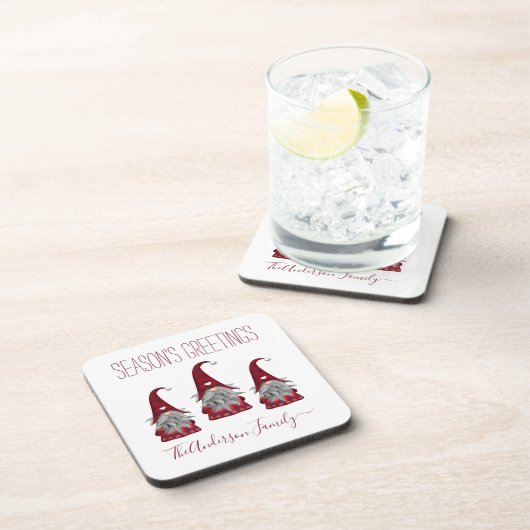 Cute Rustic Pset Personalized kerstgrint Elf Bier Onderzetter (Rechterzijde)