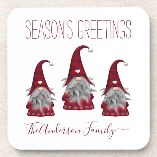 Cute Rustic Pset Personalized kerstgrint Elf Bier Onderzetter (Voorkant)