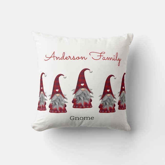 Cute Rustic Pset Personalized kerstgrint Elf Kussen (Voorkant)