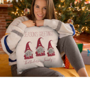 Cute Rustic Pset Personalized kerstgrint Elf Kussen