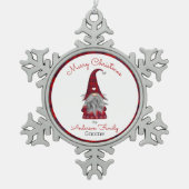 Cute Rustic Pset Personalized kerstgrint Elf Tin Sneeuwvlok Ornament (Voorkant)