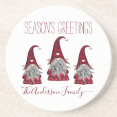 Cute Rustic Pset Personalized kerstgrint Elf Zandsteen Onderzetter (Voorkant)