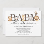 Cute Rustic Safari Animals Baby shower per post Kaart (Voorkant)