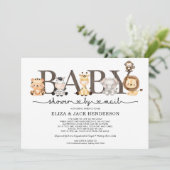 Cute Rustic Safari Animals Baby shower per post Kaart (Staand voorkant)