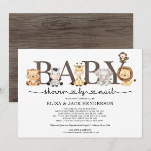 Cute Rustic Safari Animals Baby shower per post Kaart