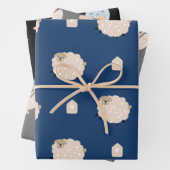 Cute Rustic Scandinavian Sheep Fox Moon Baby Boy Inpakpapier Vel (In situ)