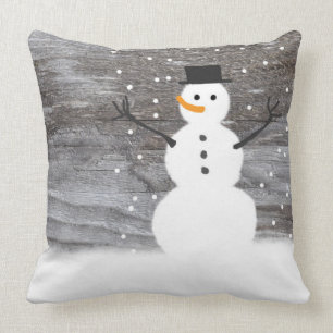 "Cute Rustic Snowman Pillow goot kussen