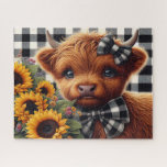 Cute Rustic Sunflower Highland Cow Legpuzzel<br><div class="desc">Cute Rustic Sunflower Highland Cow
Art/illustration
colorful
customizable</div>