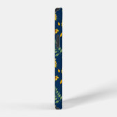 Cute Rustic Sunflower Pattern Blue Background iPhone Hoesje (Rechterkant)
