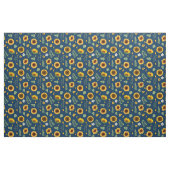Cute Rustic Sunflower Pattern Blue Background Stof (Fat Quarter)