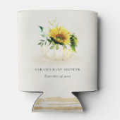 Cute Rustic Sunflower Pumpkin Floral Baby shower Blikjeskoeler (Achterkant)