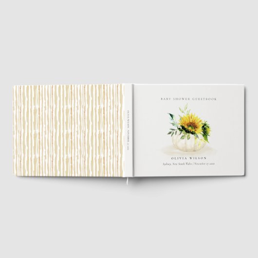 Cute Rustic Sunflower Pumpkin Floral Baby shower Gastenboek (Volledig)