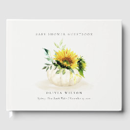 Cute Rustic Sunflower Pumpkin Floral Baby shower Gastenboek