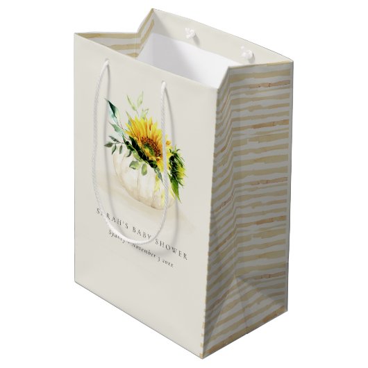 Cute Rustic Sunflower Pumpkin Floral Baby shower Medium Cadeauzakje (Achterkant Gekanteld)