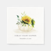 Cute Rustic Sunflower Pumpkin Floral Baby shower Servet (Voorkant)