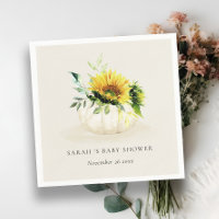 Cute Rustic Sunflower Pumpkin Floral Baby shower