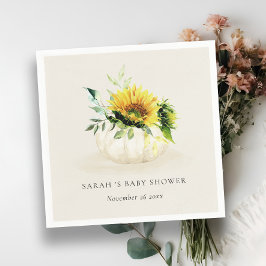 Cute Rustic Sunflower Pumpkin Floral Baby shower Servet