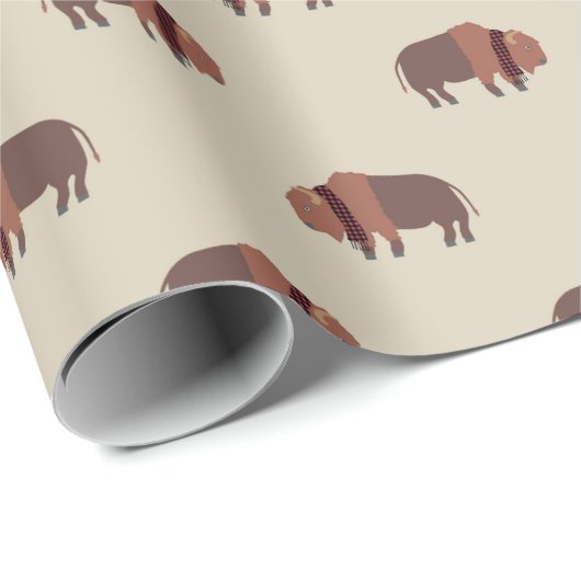 Cute Rustic Tan Buffalo Pattern Cadeaupapier (Rol Hoek)