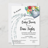 Cute Rustic Watering Can Floral Baby shower Kaart (Voorkant)