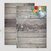 Cute Rustic Watering Can Floral Vrijgezellenfeest Kaart (Voorkant / Achterkant)