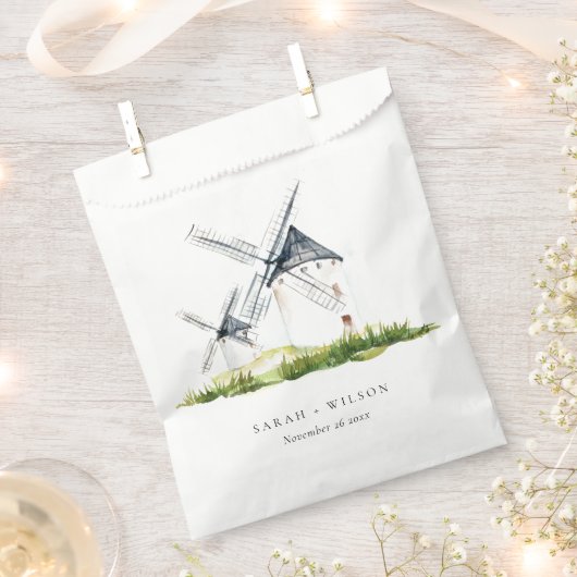 Cute Rustic Waterverf Windmill Boerderij Theme Wed Bedankzakje (Geknipt)