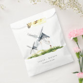 Cute Rustic Waterverf Windmill Boerderij Theme Wed Bedankzakje (Gezegeld)
