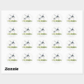 Cute Rustic Waterverf Windmill Boerderij Theme Wed Ronde Sticker (Vel)