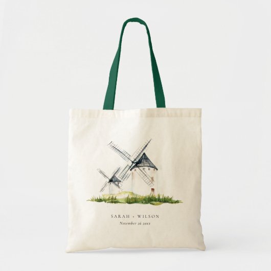 Cute Rustic Waterverf Windmill Boerderij Theme Wed Tote Bag (Voorkant)