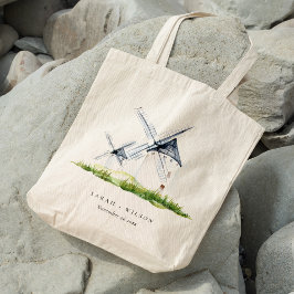 Cute Rustic Waterverf Windmill Boerderij Theme Wed Tote Bag