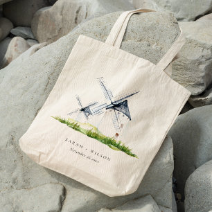 Cute Rustic Waterverf Windmill Boerderij Theme Wed Tote Bag