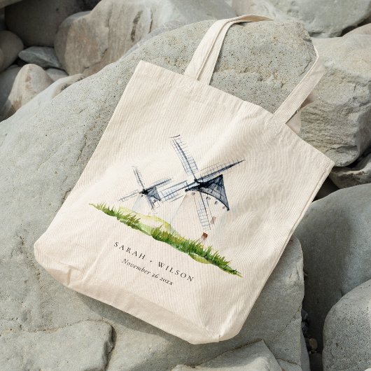 Cute Rustic Waterverf Windmill Boerderij Theme Wed Tote Bag