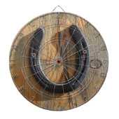 Cute Rustic Western Good Luck Hoefijzer Kijk uit Dartbord (Voorkant)