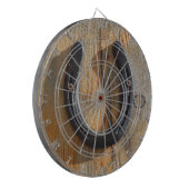 Cute Rustic Western Good Luck Hoefijzer Kijk uit Dartbord (Voorkant Links)