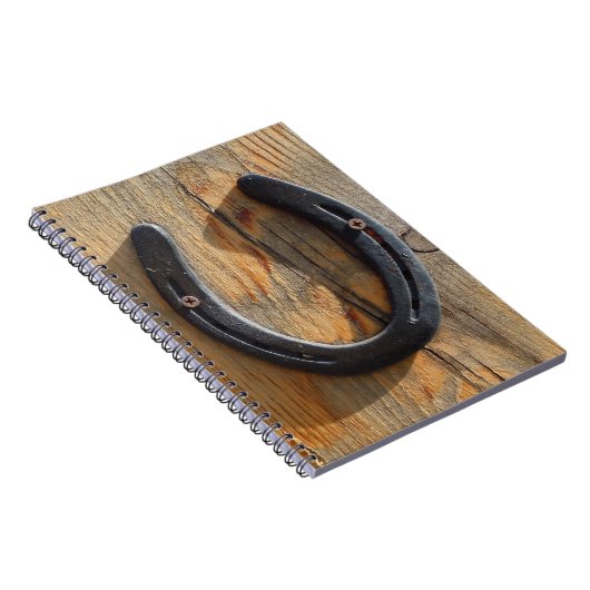 Cute Rustic Western Good Luck Hoefijzer Kijk uit Notitieboek (Rechterzijde)