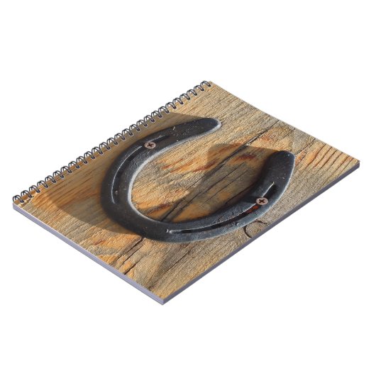 Cute Rustic Western Good Luck Hoefijzer Kijk uit Notitieboek (Linkerzijde)