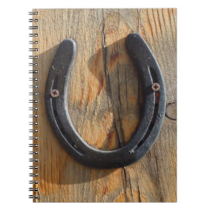 Cute Rustic Western Good Luck Hoefijzer Kijk uit Notitieboek