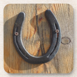 Cute Rustic Western Good Luck Hoefijzer Kijk uit Onderzetter