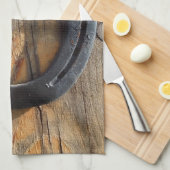 Cute Rustic Western Good Luck Hoefijzer Kijk uit Theedoek (Quarter Fold)