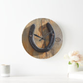 Cute Rustic Western Good Luck Hoefijzer Wood Kijk  Grote Klok (Huis)