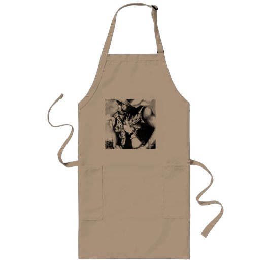 Cute Rustic Westerne Cowboy Drawing Modern Lang Schort (Voorkant)