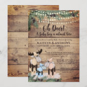 Cute Rustic Winter Deer Couple Baby Boy Shower Kaart (Voorkant / Achterkant)