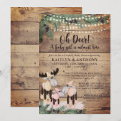 Cute Rustic Winter Deer Couple Baby Girl Shower Kaart (Voorkant / Achterkant)