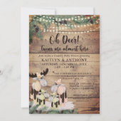 Cute Rustic Winter Deer Couple Baby shower Twins Kaart (Voorkant)