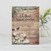 Cute Rustic Winter Deer Couple Baby shower Twins Kaart (Staand voorkant)